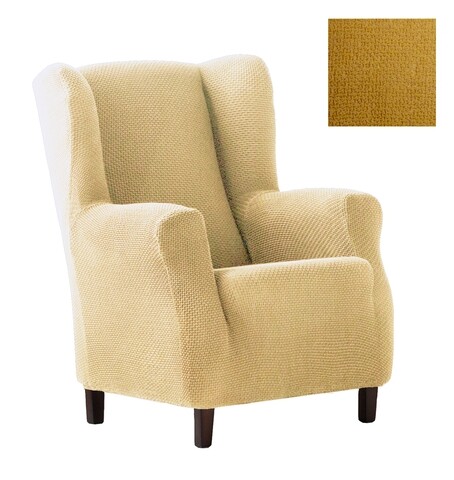 Husa fotoliu elastica bi-stretch, Cora, wing chair, galben C/5