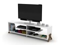 Comoda TV Rafevi Kipp, 145 x 31 x 39 cm, PAL/lemn, walnut/alb