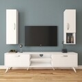 Comoda TV cu 2 cabinete M21 - 271, Wren, 180 x 35 x 48.6 cm/90 cm, white