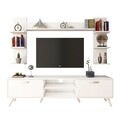 Comoda TV cu 3 rafturi de perete M23 - 275, Wren, 180 x 35 x 48.6 cm/90 cm/133 cm, white