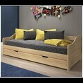 Pat multifunctional pentru o persoana cu spatiu de depozitare/pat suplimentar, 90x200 cm, Leonie 23, Inter Link, lemn, natur