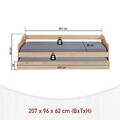 Pat multifunctional pentru o persoana cu spatiu de depozitare/pat suplimentar, 90x200 cm, Leonie 23, Inter Link, lemn, natur