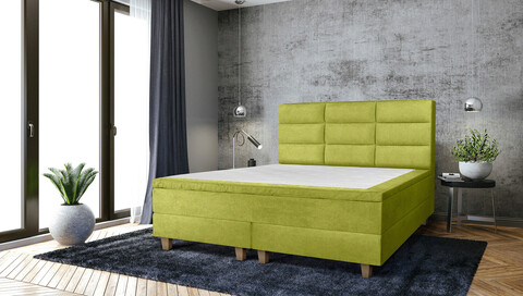 Pat matrimonial, Stockholm, Harmony E, 180x200 cm, saltea tip Pocket, topper memory, Verde