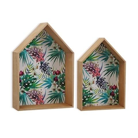 Set 2 rafturi de perete Tropical, Versa, 28.5x9.5x40 cm, lemn