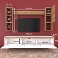 Comoda TV cu 2 rafturi de perete si cabinet M12 - 386, Wren, 180 x 35 x 48.6 cm/90 cm/133 cm, white/walnut