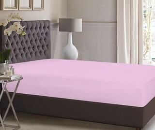 Cearsaf de pat cu elastic Bedora, 140x200 cm, bumbac ranforce, roz pal