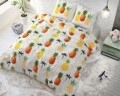 Lenjerie de pat dubla Pineapple White, Sleeptime, 3 piese, cotton blended, multicolora