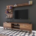 Comoda TV cu 3 rafturi de perete M41 - 309, Wren, 180 x 35 x 48.6 cm/90 cm/133 cm, walnut