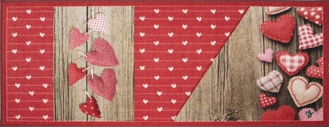 Covor pentru bucatarie, Olivio Tappeti, New Smile Modern, Hearts, 57 x 290 cm, nylon, multicolor