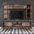 Comoda TV cu 2 rafturi de perete si cabinet M20 - 270, Wren, 180 x 35 x 48.6 cm/90 cm/133 cm, walnut