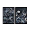 Set 2 tablouri decorative, Alpha Wall, Abstract Moon, 36x51 cm