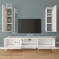 Comoda TV cu 2 cabinete M17 - 263, Wren, 180 x 35 x 48.6 cm/90 cm, white