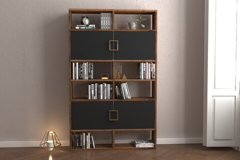 Biblioteca RF.004.004.140, Gauge Concept, 93x22x150 cm, PAL, aluna/negru