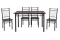 Set dining/bucatarie Roza Pakoworld, masa cu 4 scaune, 120x70x75 cm, MDF laminat/otel, negru mat