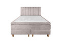 Pat matrimonial, Stockholm, Lines E, 180x200 cm, saltea tip Pocket, topper memory, Taupe