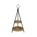 Suport cu 2 etajere Xmas tree, Decoris, H89 cm, negru/nature