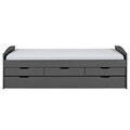 Pat multifunctional pentru o persoana, 90x200 cm, Lena 10C, Inter Link, lemn, gri