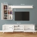 Comoda TV cu 2 rafturi de perete si cabinet M36 - 299, Wren, 180 x 35 x 48.6 cm/90 cm/133 cm, white
