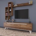 Comoda TV cu 3 rafturi de perete M16 - 833, Wren, 180 x 35 x 48.6 cm/90 cm/133 cm, walnut/white