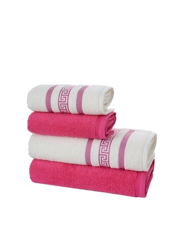 Set 4 prosoape de baie HT, Class, 100% bumbac, roz