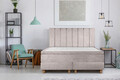 Pat matrimonial, Stockholm, Lines E, 180x200 cm, saltea tip Pocket, topper memory, Taupe