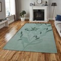 Covor Leaf Bedora,160x230 cm, 100% lana, verde, finisat manual