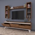 Comoda TV cu 3 rafturi de perete M5 - 827, Wren, 180 x 35 x 48.6 cm/90 cm/133 cm, walnut/white