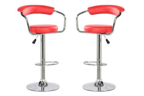 Set 2 scaune bar, Bedora Round, piele ecologica, rosu