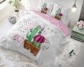 Lenjerie de pat dubla Love Your Cactus White - Sleeptime, Royal Textile, 3 piese, 200 x 220 cm, policoton, multicolora