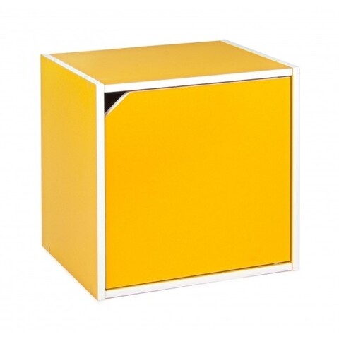 Raft modular cu usa, Composite Cube, Bizzotto, 35x29.5x35 cm, MDF laminat, galben