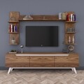 Comoda TV cu 3 rafturi de perete M23 - 832, Wren, 180 x 35 x 48.6 cm/90 cm/133 cm, walnut/white