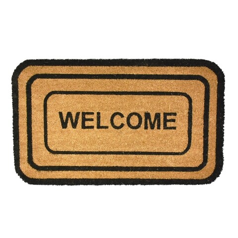 Covoras de intrare, Casa Plastor, Welcome Classic, 45 x 75 cm, cauciuc/fibra nuca de cocos, multicolor