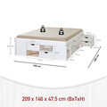 Pat multifunctional dublu, 140x200 cm, Till, Inter Link, 2 noptiere incluse, sertare si spatiu de depozitare, lemn, alb