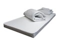 Pachet de dormit situatii de urgenta TEMPO -saltea 90x200x10 cm, perna 50x70 cm, pilota 140x200 cm, lenjerie 1P