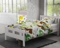 Lenjerie de pat pentru o persoana, Small Zoo White, Royal Textile, 2 piese, 140 x 200 cm, 100% bumbac flanel, multicolora