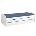 Pat multifunctional pentru o persoana cu 2 sertare si spatiu de depozitare/pat suplimentar, 90x200 cm, Ried, Inter Link, lemn, alb