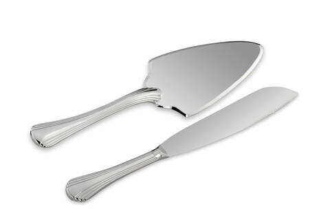 Set spatula si cutit pentru prajituri, Hermann Bauer, argintiu