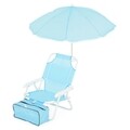 Scaun cu umbrela soare pentru copii + geanta frigorifica, Kids Beach, 37 x 28 x 45 cm, albastru