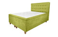 Pat matrimonial, Stockholm, Buttons E, 160x200 cm, saltea tip Pocket, topper memory, Verde