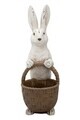 Decoratiune Rabbit with Basket, Hermann Bauer, polirasina, alb/maro