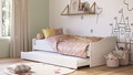 Pat multifunctional pentru o persoana cu spatiu de depozitare/pat suplimentar, 90x200 cm, Leonie 23, Inter Link, lemn, alb