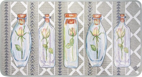 Covor pentru bucatarie, Olivio Tappeti, Carpet Queen 2, Rose in glass, 50 x 130 cm, 80% bumbac, 20% poliester, multicolor