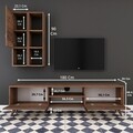 Comoda TV cu raft de perete si cabinet M38 - 303, Wren, 180 x 35 x 48.6 cm/90 cm, walnut