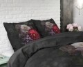 Lenjerie de pat dubla Elegant Flower Black, Sleeptime, 3 piese, cotton blended, negru/rosu