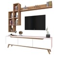 Comoda TV cu 3 rafturi de perete M16 - 387, Wren, 180 x 35 x 48.6 cm/90 cm/133 cm, white/walnut