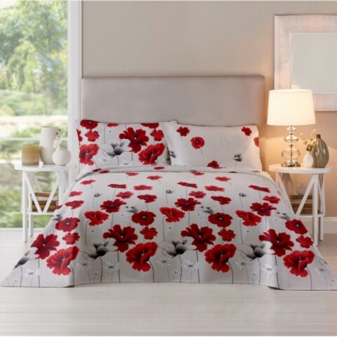 Lenjerie pat dubla, flanel, POPPY FIELD