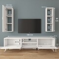 Comoda TV cu raft de perete si cabinet M14 - 257, Wren, 180 x 35 x 48.6 cm/90 cm, white