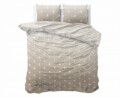 Lenjerie de pat dubla Twinkle Stars Sand, Sleeptime, 3 piese, 200 x 220 cm, cotton blended, crem cu alb