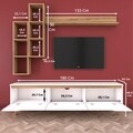 Comoda TV cu 3 rafturi de perete M16 - 387, Wren, 180 x 35 x 48.6 cm/90 cm/133 cm, white/walnut