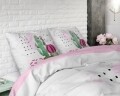 Lenjerie de pat dubla Love Your Cactus White - Sleeptime, Royal Textile, 3 piese, 200 x 220 cm, policoton, multicolora